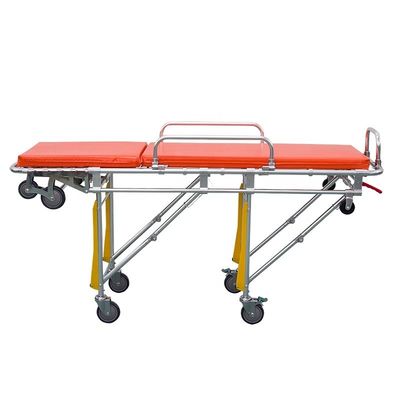 एल्यूमीनियम मिश्र धातु फोल्डेबल एम्बुलेंस स्ट्रेचर नारंगी सर्जिकल स्ट्रेचर